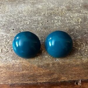 Teal Button Earrings